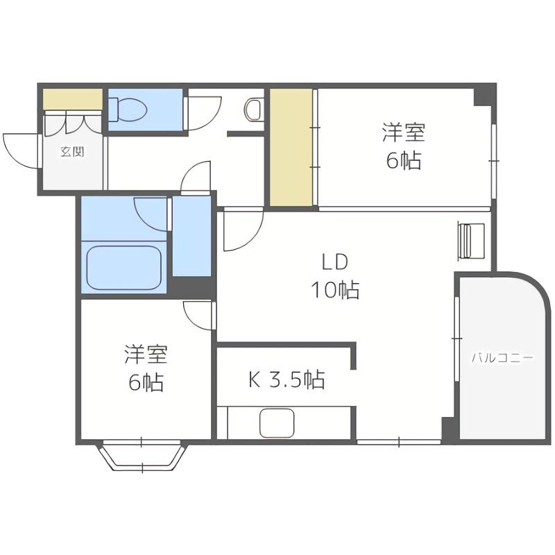 メゾンドブーケパーク(2LDK/9階)の間取り写真
