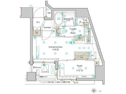 シーフォルム森下駅前(1DK/9階)の間取り写真