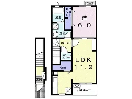 サニー鎗町VII(1LDK/2階)の間取り写真