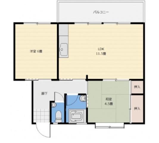 鈴が台 E棟(2LDK/2階)の間取り写真