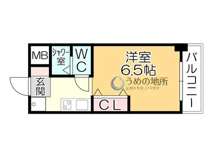 豊国スカイマンション久留米南(ワンルーム/10階)の間取り写真