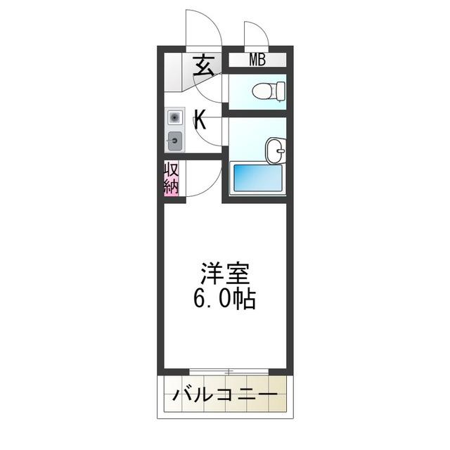 シャルマンフジ堺市弐番館(1K/1階)の間取り写真