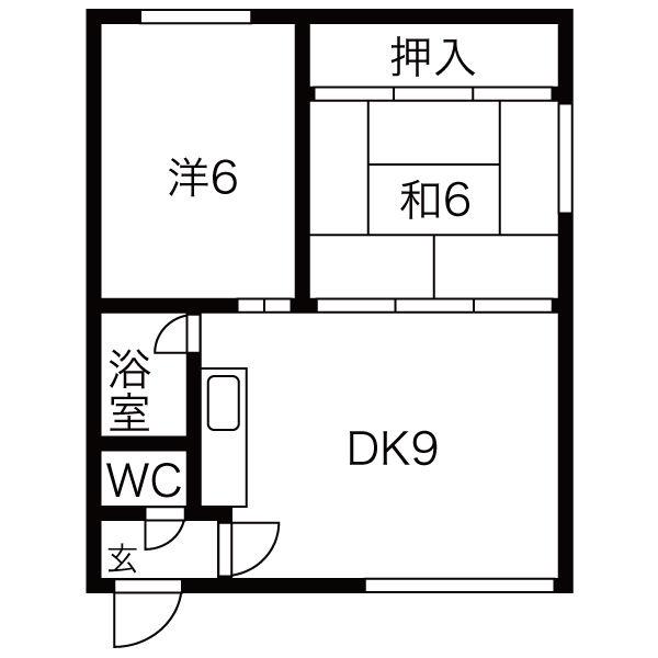 マイルーム34(2DK/2階)の間取り写真