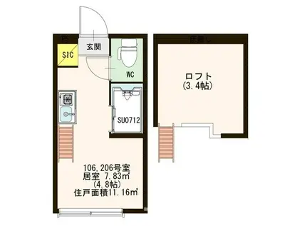 ハーモニーテラス高円寺南(ワンルーム/1階)の間取り写真