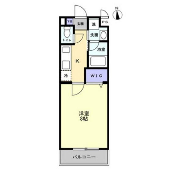 ミモザヒルズ岡山医大南(1K/2階)の間取り写真