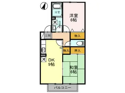 ドミールシャルマン(2LDK/2階)の間取り写真