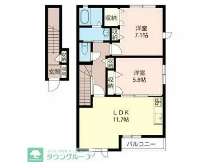 ブランシェ・コモ A棟(2LDK/2階)の間取り写真