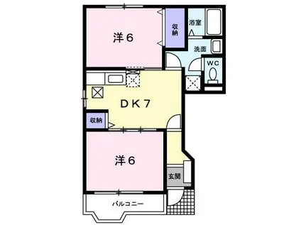 ルフトパルティールB(2DK/1階)の間取り写真