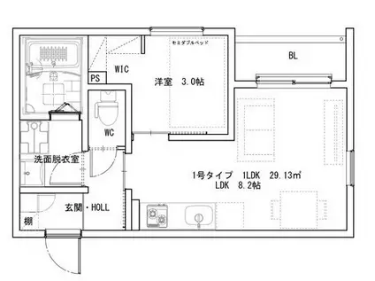 REGALEST七道A(1LDK/3階)の間取り写真