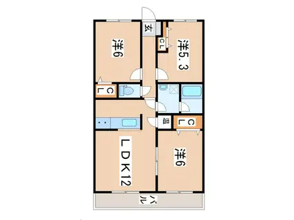 ブレインマンション(3LDK/1階)の間取り写真