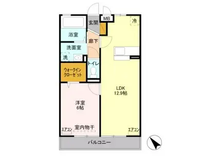 スカイコート(1LDK/1階)の間取り写真