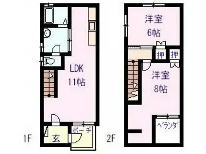 メゾンシライシ(2LDK/1階)の間取り写真