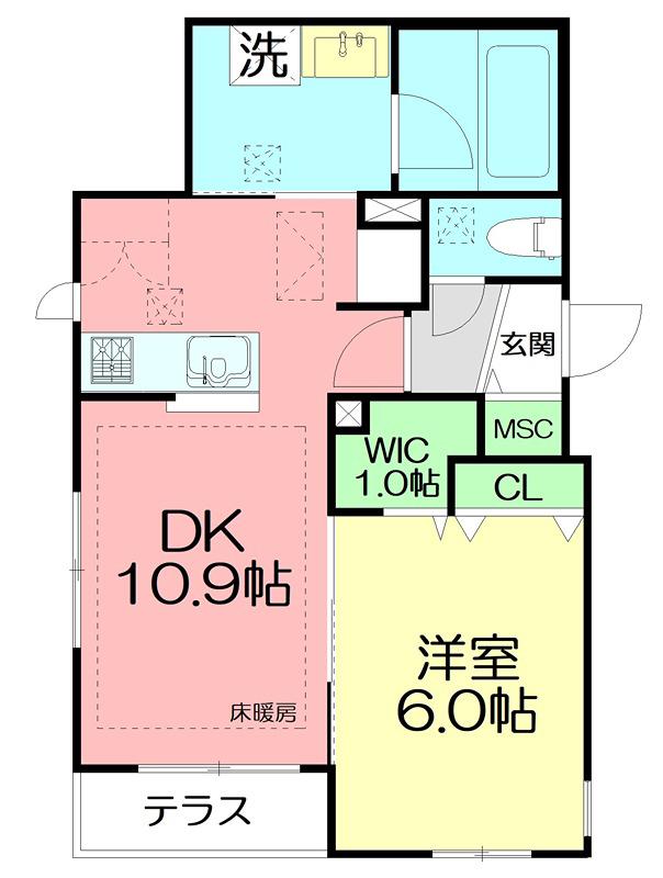 鵠沼石上2丁目メゾン(1LDK/1階)の間取り写真
