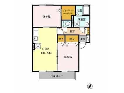 リヴェール石原(2LDK/1階)の間取り写真