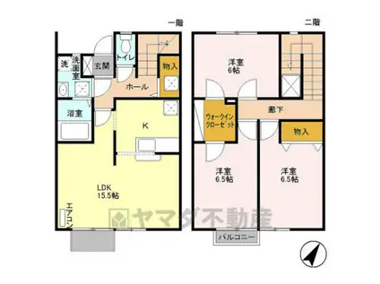 グランディパレス A(3LDK/2階)の間取り写真