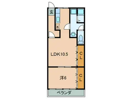 ドムール松原(1LDK/5階)の間取り写真