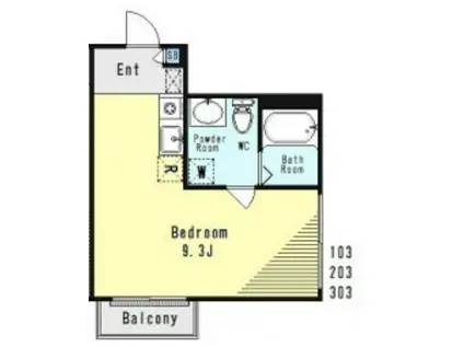 アンソレイエ西小山(ワンルーム/1階)の間取り写真