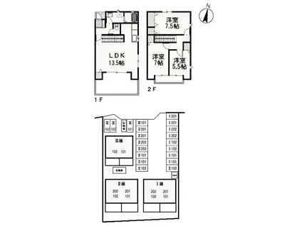 ファルコン II(3LDK/1階)の間取り写真