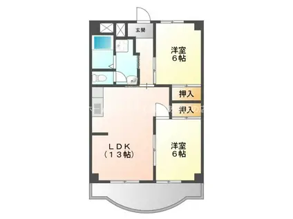 オリエンタルハイツ(2LDK/2階)の間取り写真