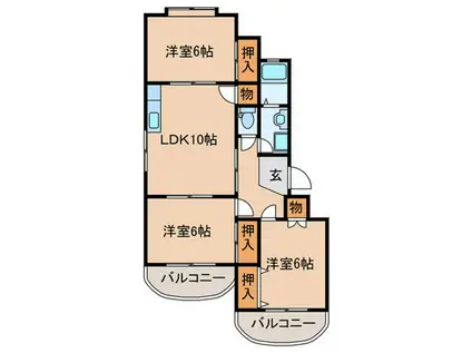 サンフラワーAハイツ(3LDK/4階)の間取り写真