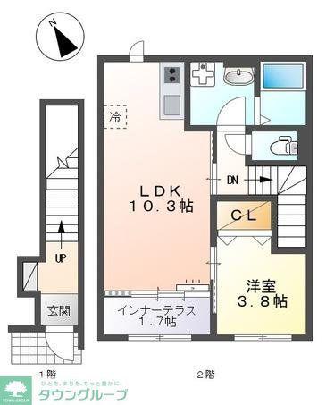 ルミナス鷺沼(1LDK/2階)の間取り写真