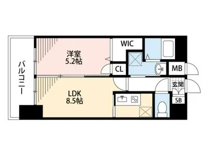 イルマーレ博多(1LDK/9階)の間取り写真