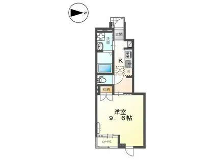 ヴェルジェX(1K/1階)の間取り写真