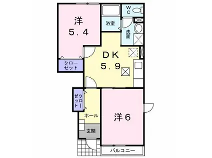 オネストハウスA(2DK/1階)の間取り写真