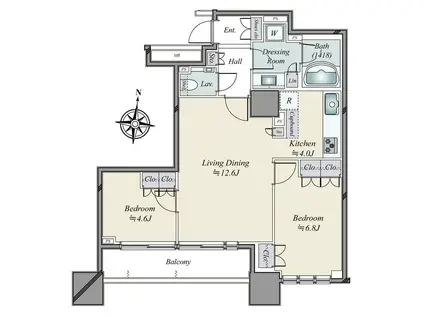 東雲  タワーマンション  高層階 2LDK(2LDK/17階)の間取り写真