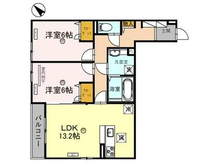 トリシア クレール(2LDK/1階)の間取り写真