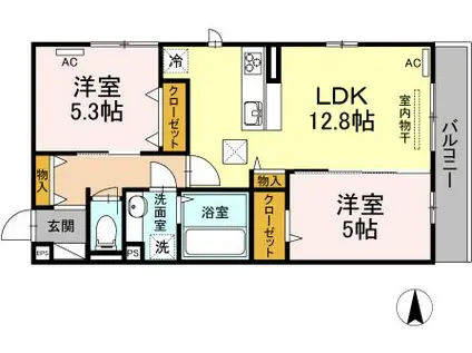 LE LINE OSEDOルリアンオオセト(2LDK/3階)の間取り写真