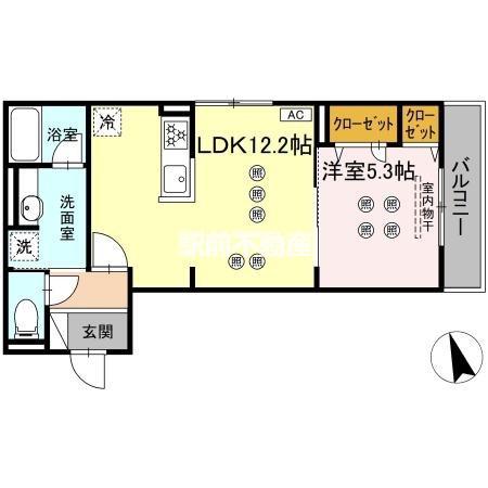 NEW LIFE大保(1LDK/2階)の間取り写真
