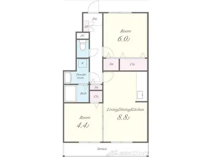 ルーセント・ベガ(2LDK/1階)の間取り写真