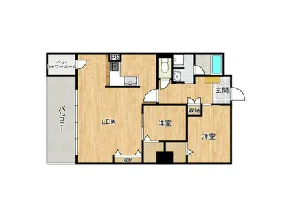 グレースコートシーダバレー(2LDK/4階)の間取り写真