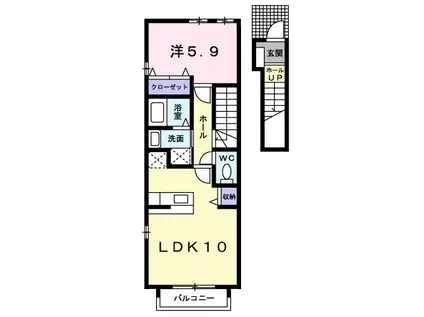 カサブランカC(1LDK/2階)の間取り写真