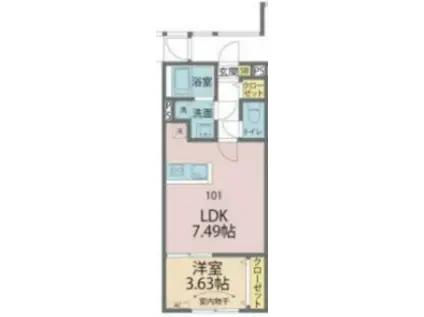 カインドネス相模原小山(1LDK/1階)の間取り写真