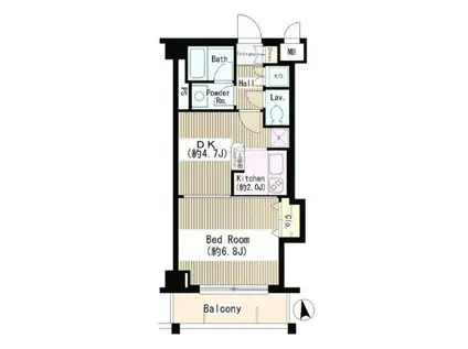 アミカル・エフ(1DK/2階)の間取り写真