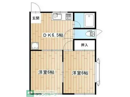 昭和コーポ石橋(2DK/2階)の間取り写真