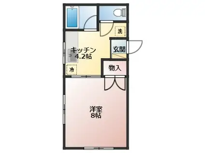 カーサ和光(1K/1階)の間取り写真