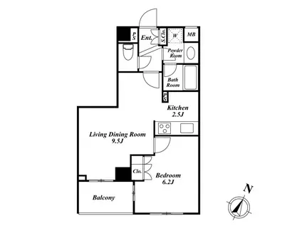 スペーシア三軒茶屋弐番館(1LDK/3階)の間取り写真