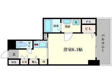 エスレジデンス南堀江(1K/3階)の間取り写真