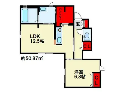 サージュ (1LDK/1階)の間取り写真