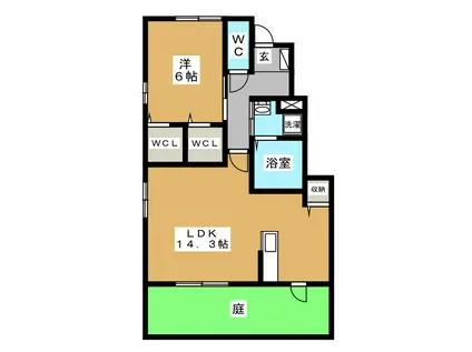 グリーンハウス和合E(1LDK/1階)の間取り写真