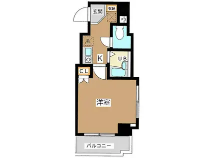 ウィステリア市ヶ谷(1K/6階)の間取り写真