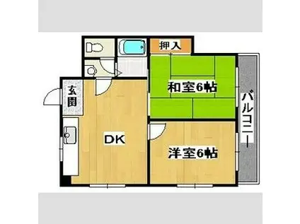 リベルテコーポ保澤(2DK/2階)の間取り写真