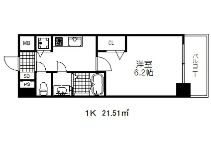 グランカリテ神戸ハーバーランド前(1K/7階)の間取り写真