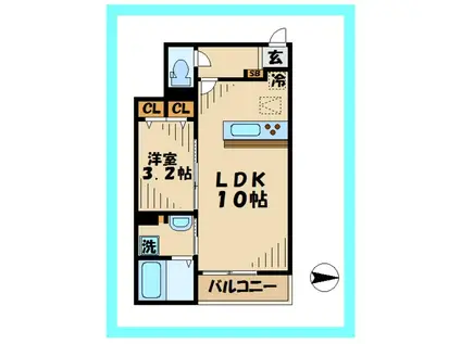クラッテーロ西生田(1LDK/1階)の間取り写真
