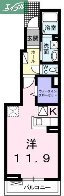  クレメントせのお(1K/1階)の間取り写真