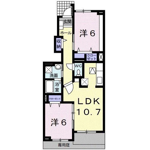サンリット II(2LDK/1階)の間取り写真