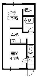 ベルルミエール(1DK/2階)の間取り写真